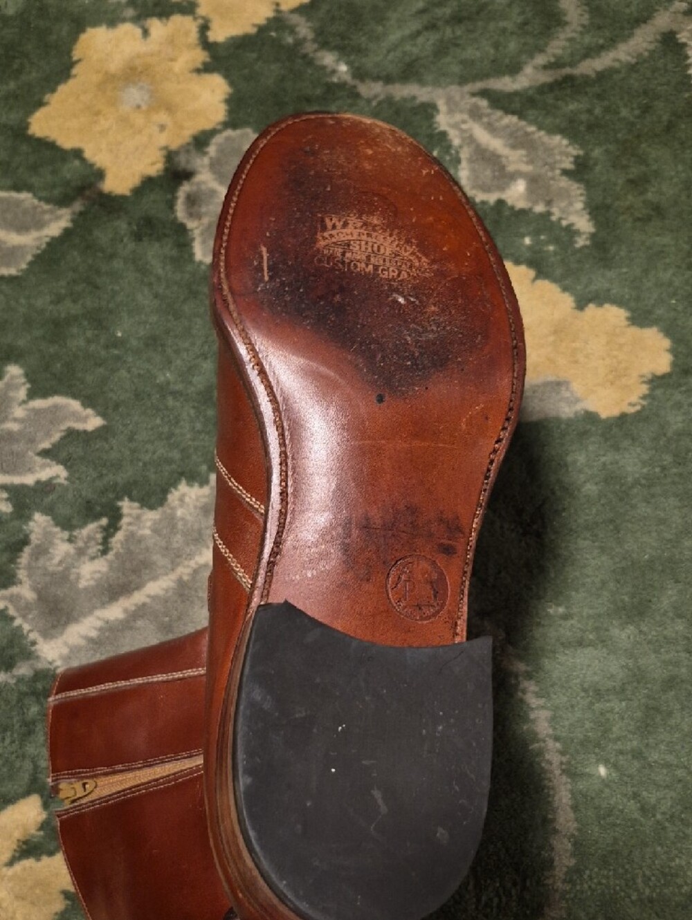 Men's Brown Leather Zip-Front Work Boots - Picture 10 of 15